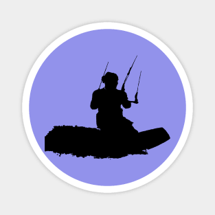 Kitesurfer Surfing A Wave Artistic Black Silhouette Magnet